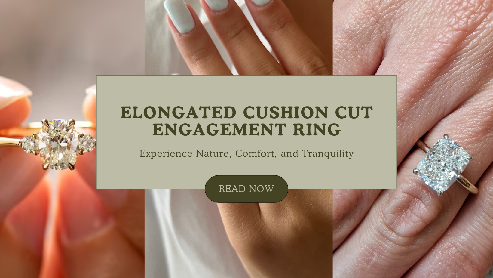 Elongated Cushion Cut Engagement Ring